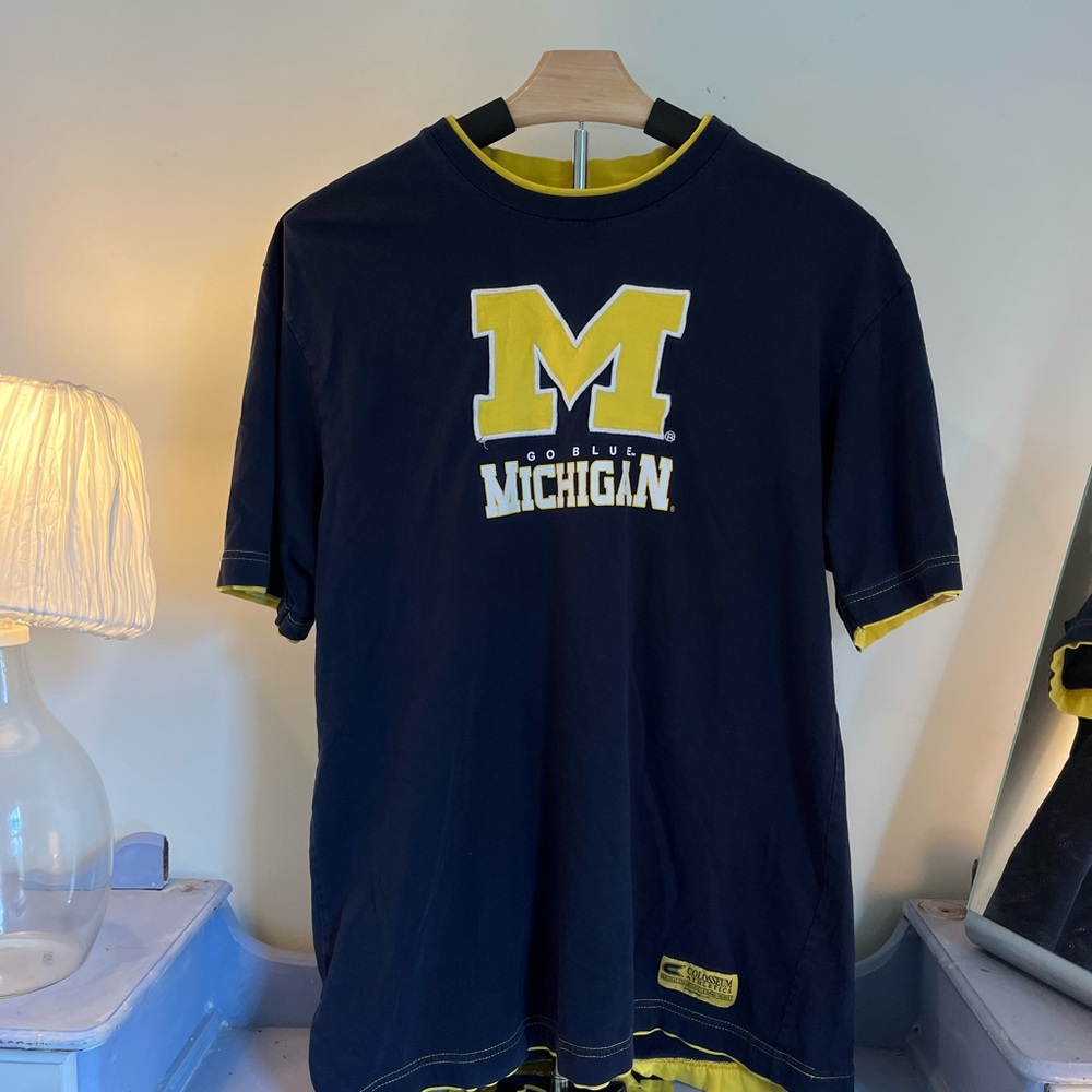 Unisex Large Michigan Wolverines Blue and Yellow Short Sleeve Tee
